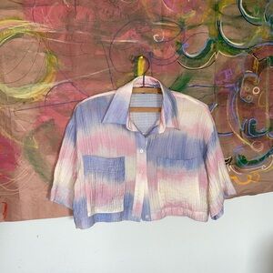 Zara size M  Cropped Button-Up tie dye style Shirt